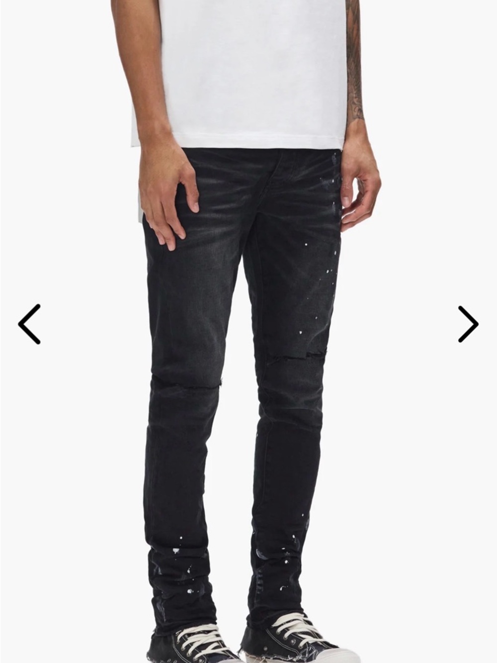 Purple Brand 29x30 Mid Rise Paint Splatter Black Distressed Men's Slim Leg Jeans